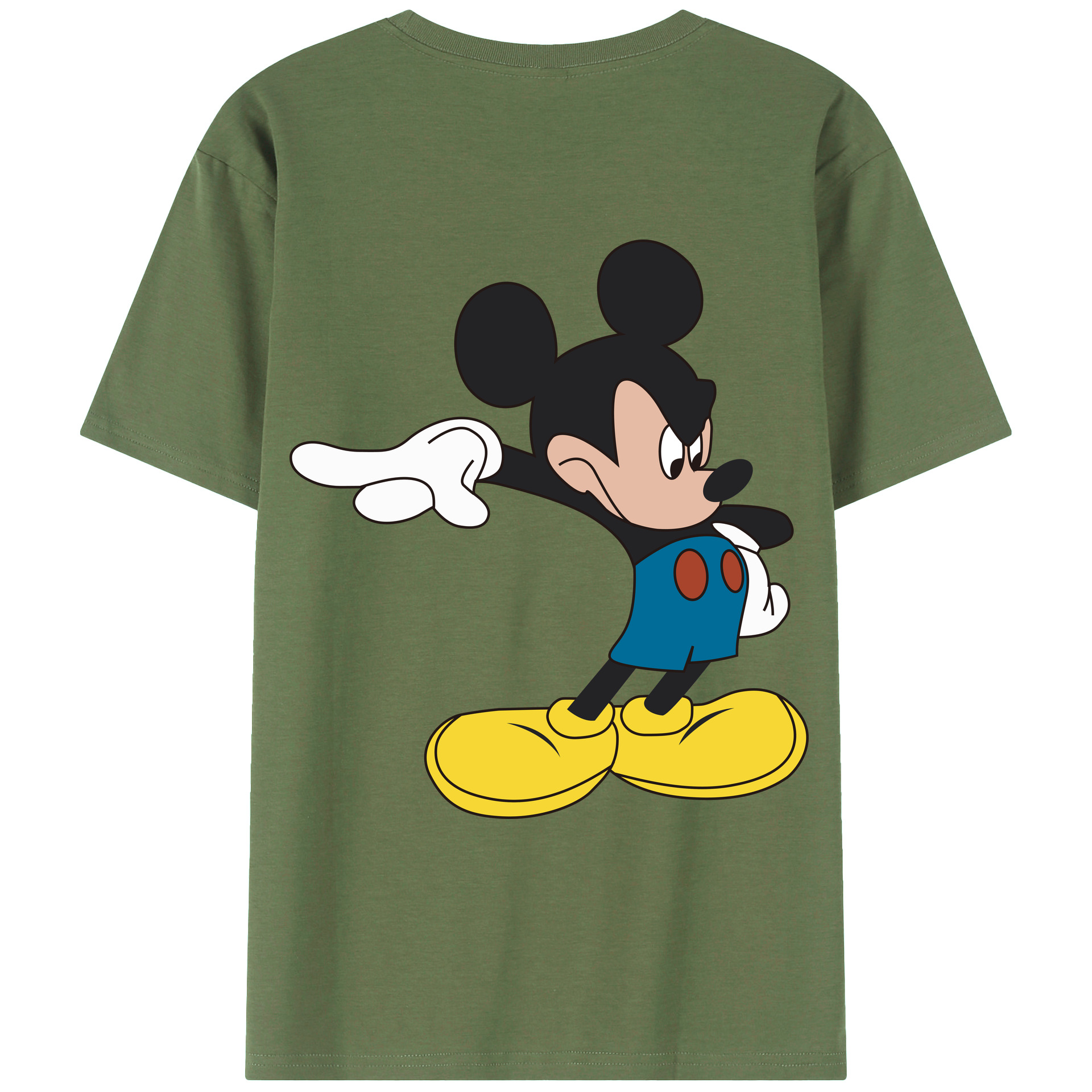 ミッキーマウス Mickey Mouse 綿100％ メンズ半袖Tシャツ（バックプリント） 通気性
